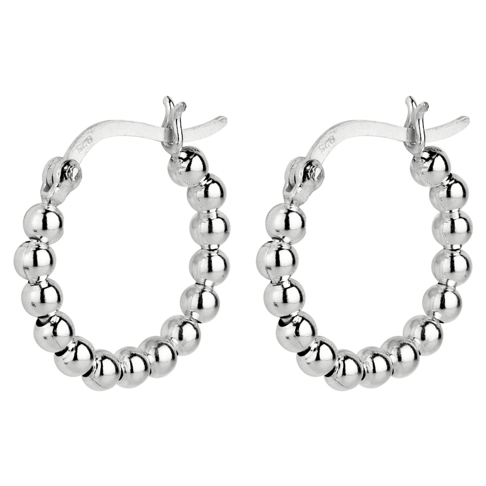 Hoop earring 925 silver beaded