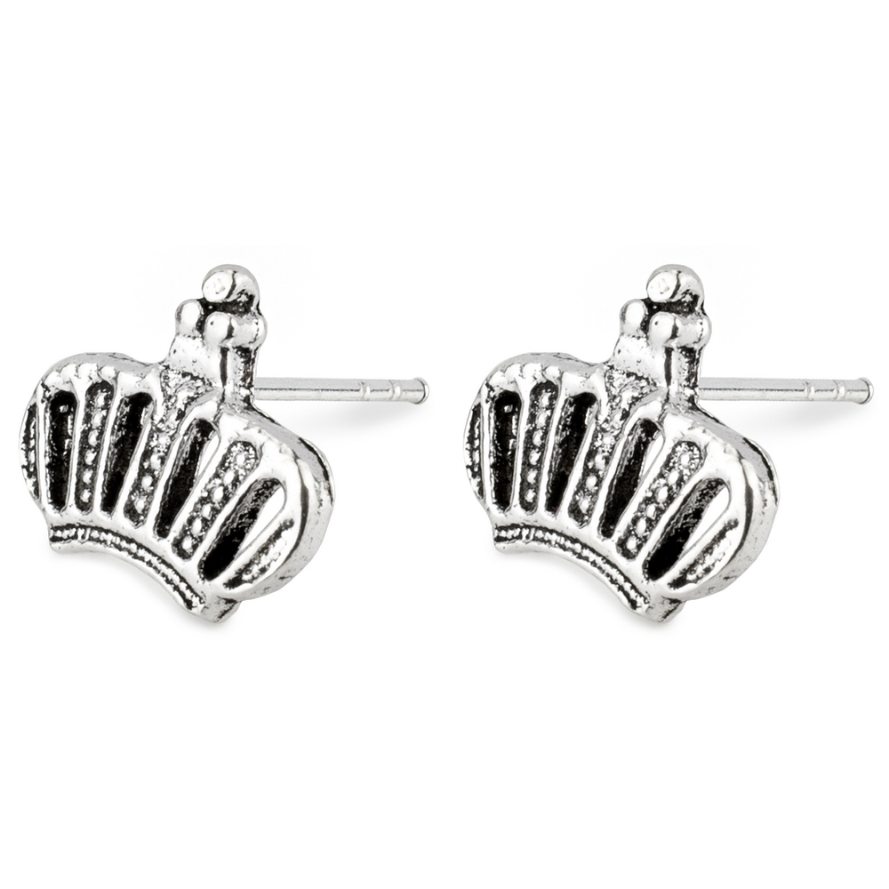 Stud earring 925 silver elaborate crown