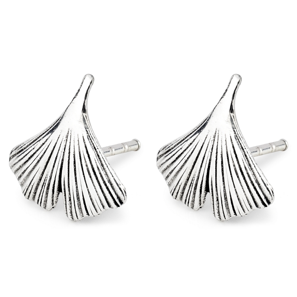 Stud earring 925 silver gingko