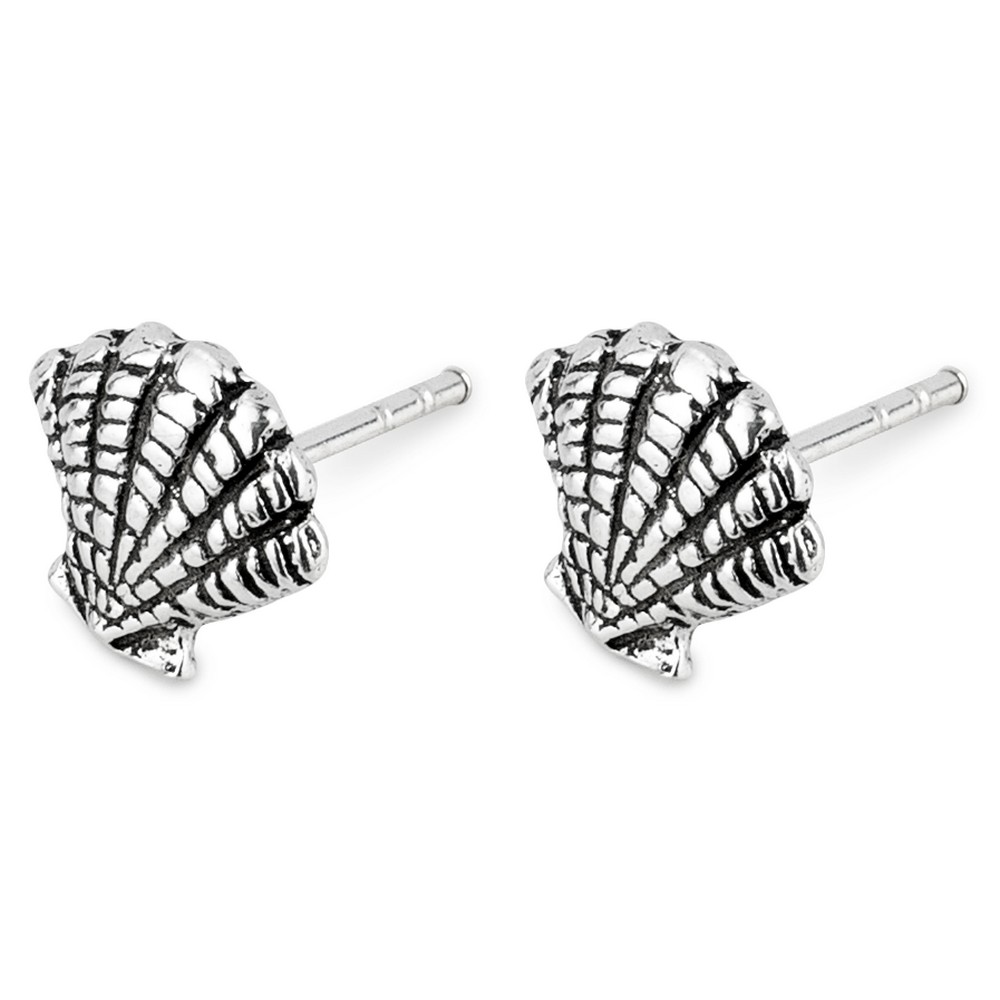 Stud earring 925 silver scallop shell silver