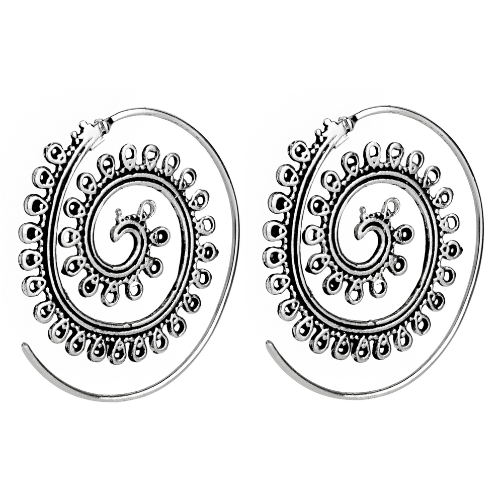 Hoop earring 925 silver detailed loop edge