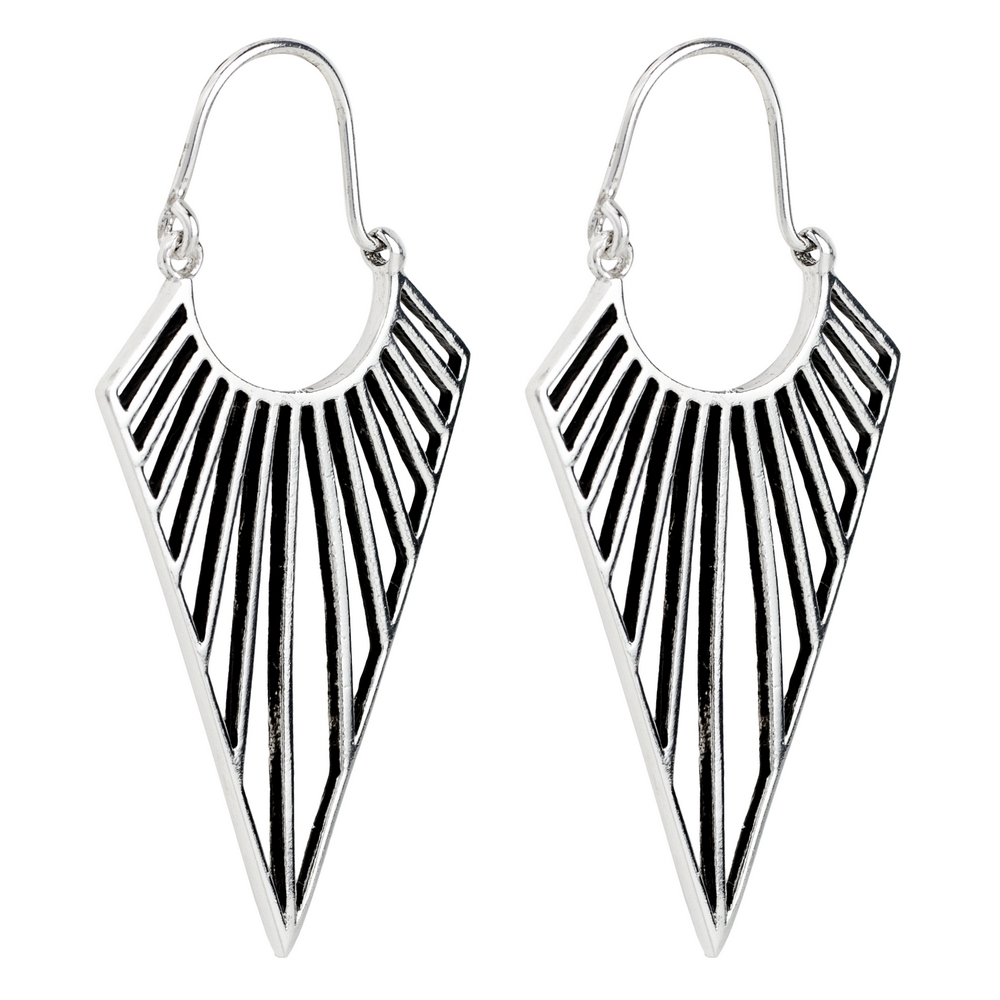 Hoop earring 925 silver deco triangle