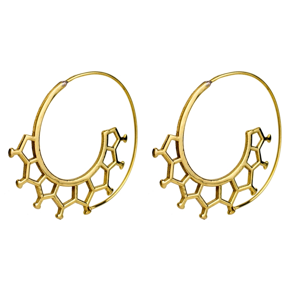 Hoop earring brass tribal edge
