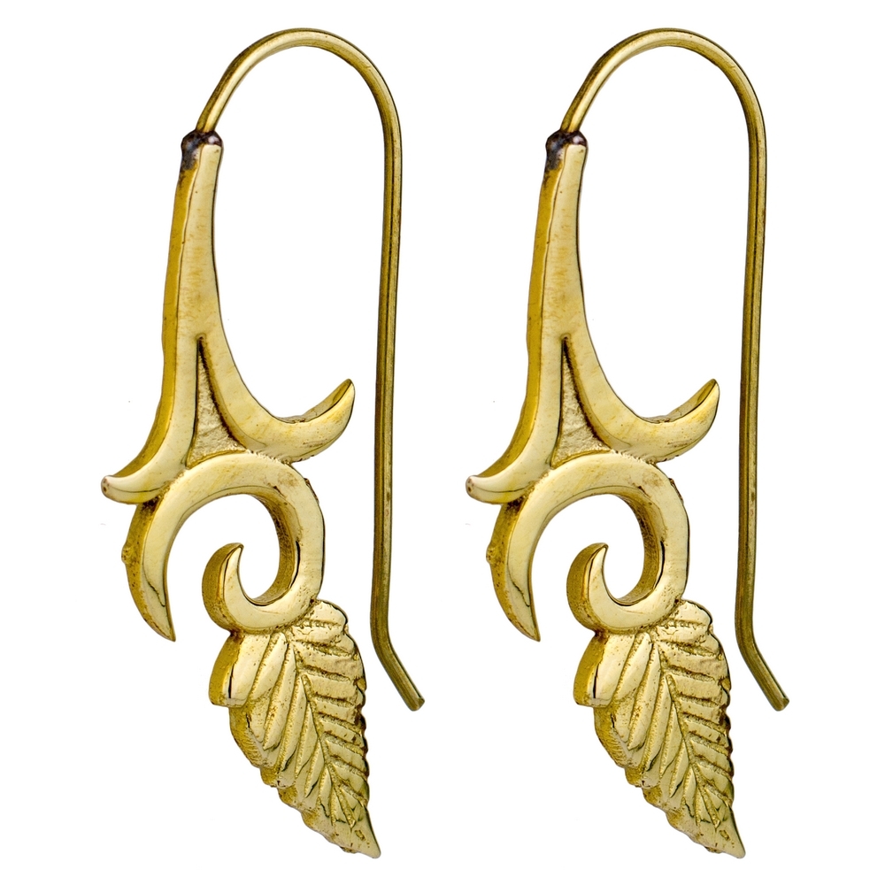 Hoop earring brass leaf