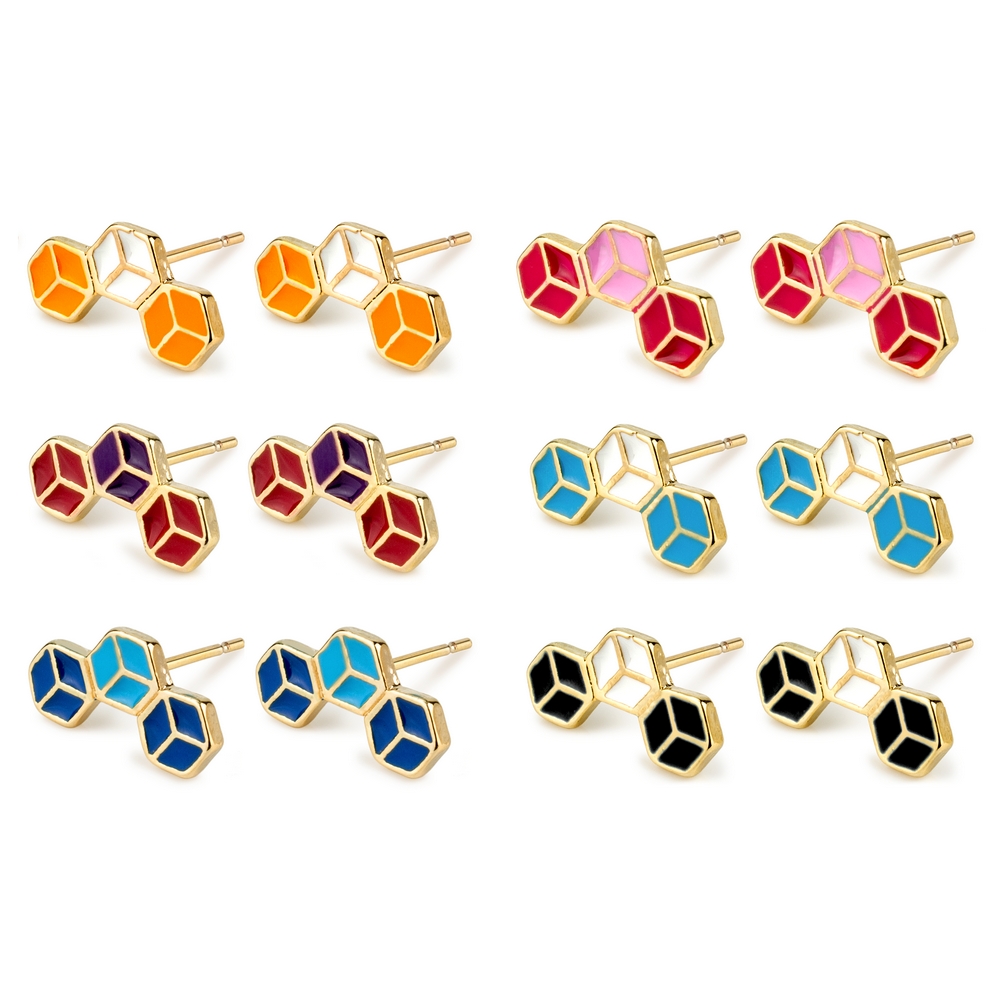 Stud earring building blocks multicoloured