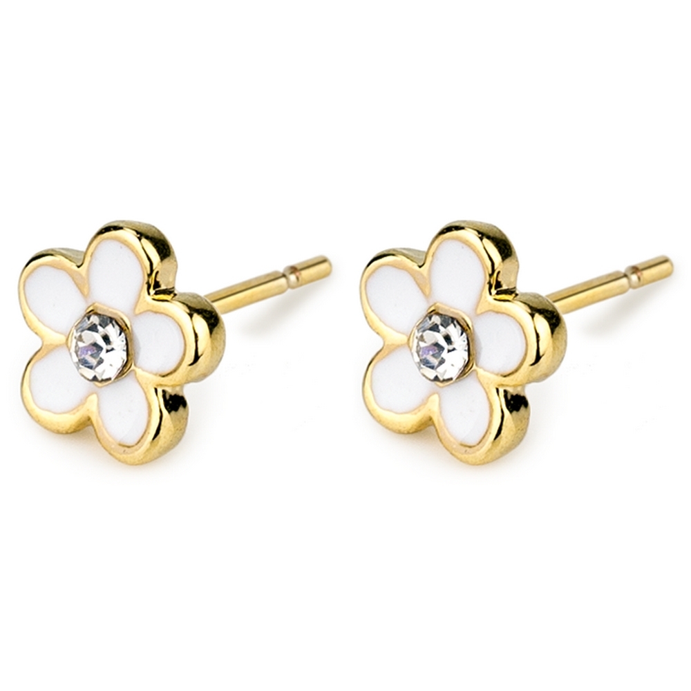 Stud earring flower power white