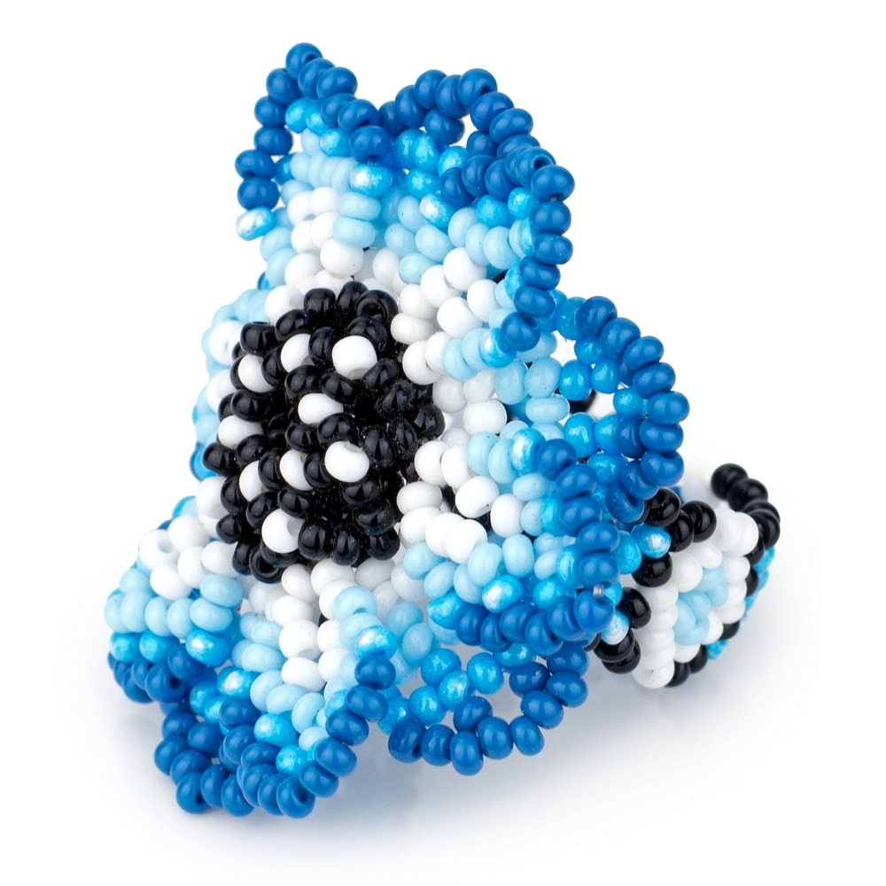 Ring bead shades flower blue