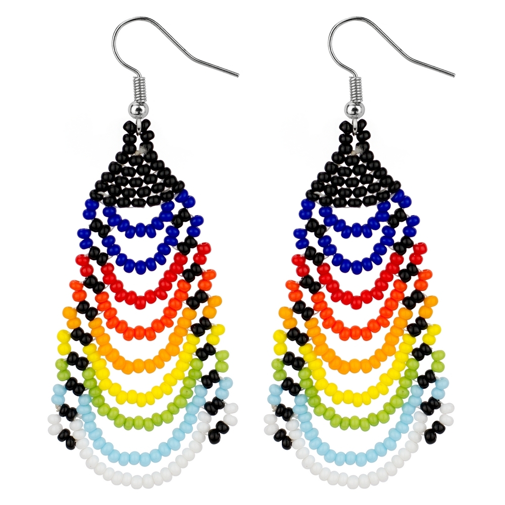 Drop earring bead rainbow scallop