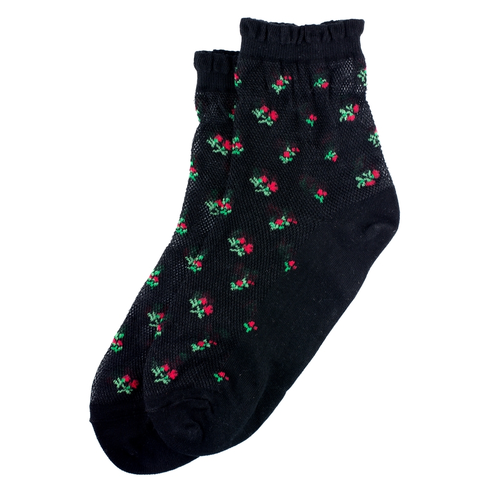 Socks cotton & spandex french flower black