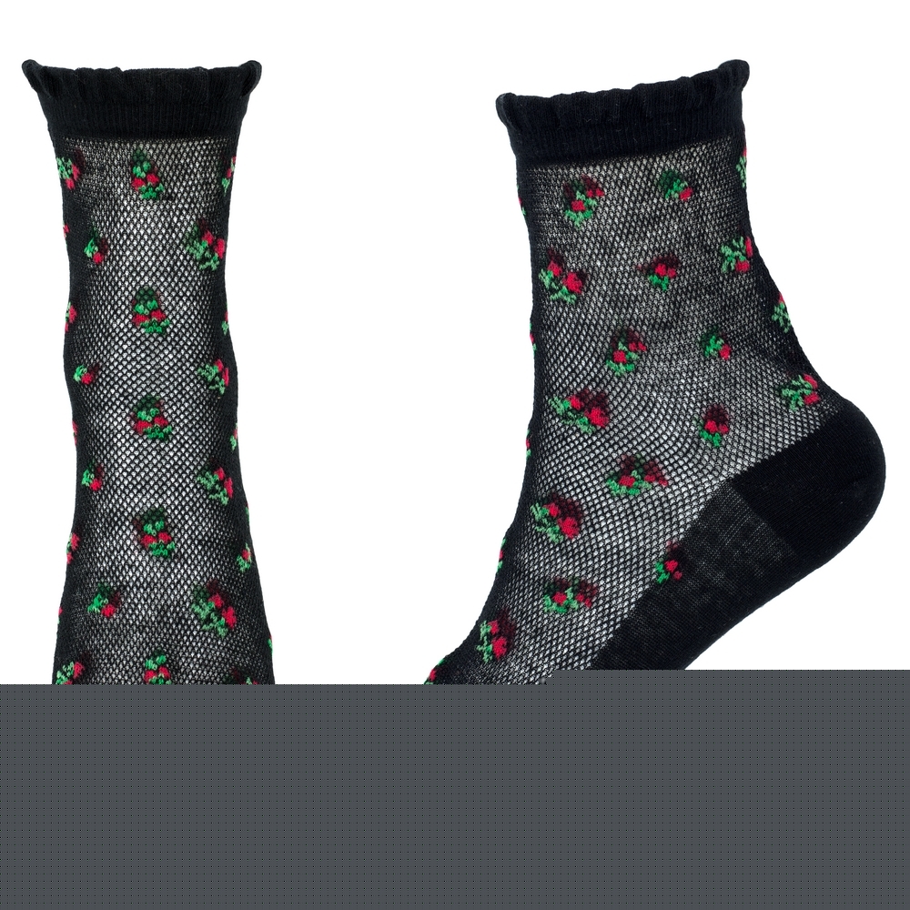 Socks cotton & spandex french flower black - Image 2