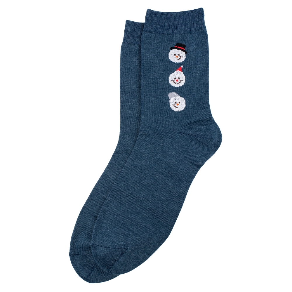 Socks cotton & spandex gents triple snowman on navy