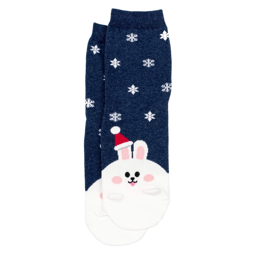 Socks cotton & spandex animal santa bunny blue