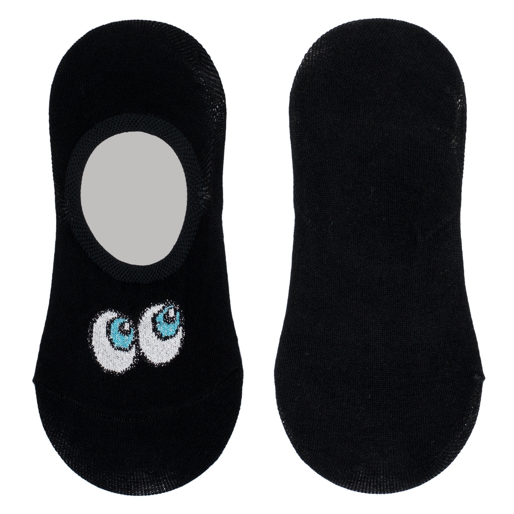 Socks cotton & spandex no-show eyes black