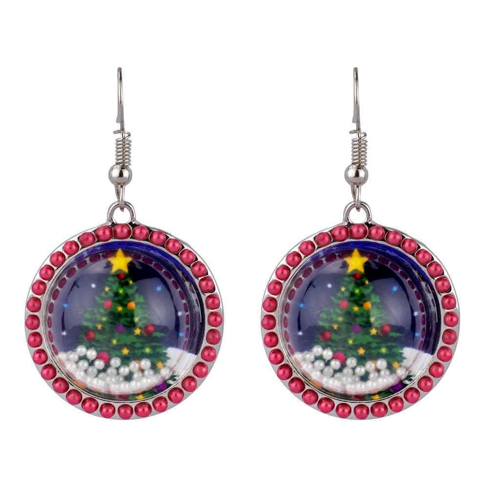 Drop earring snow globe effect