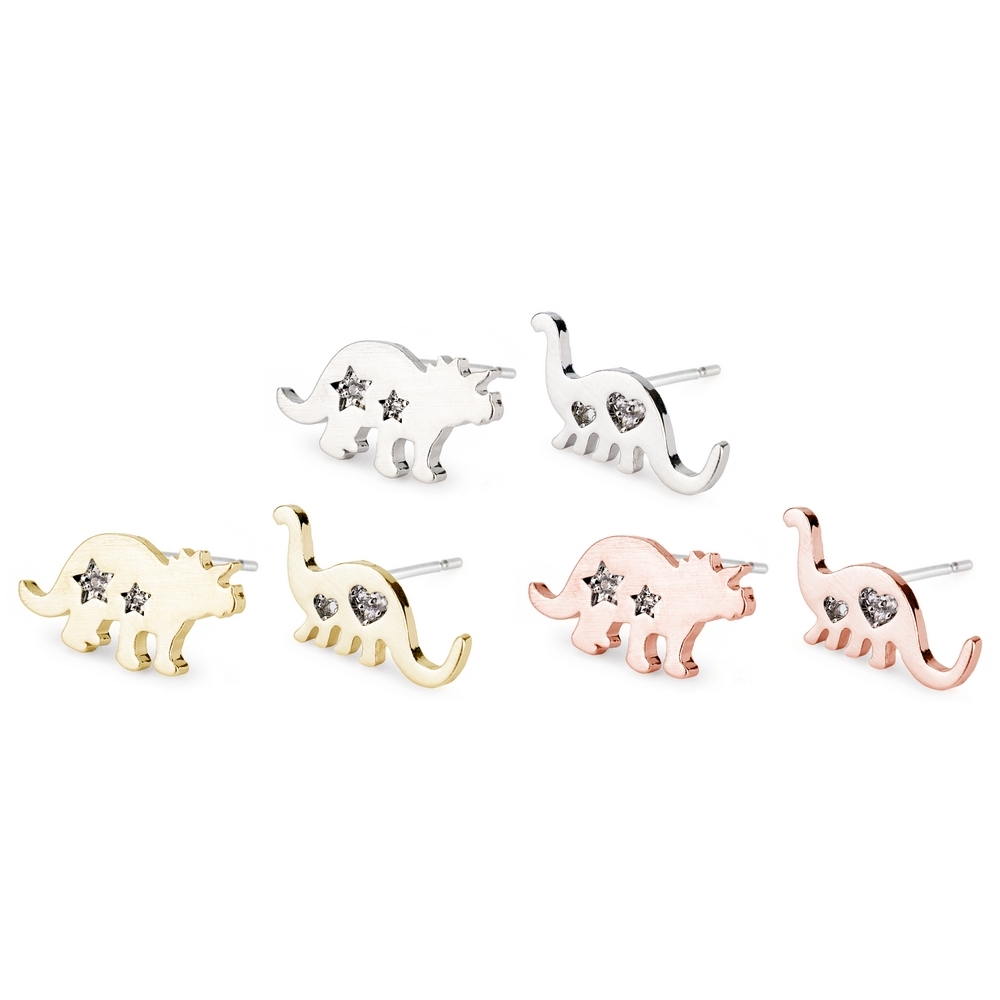 Stud earring crystal glass dinosaurs