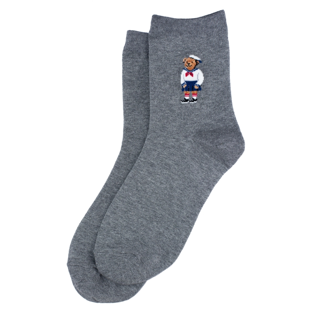 Socks cotton & spandex boy sailor teddy grey