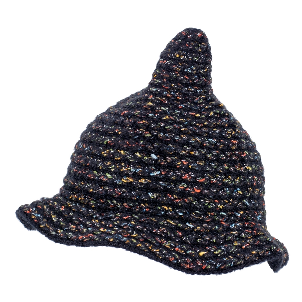 Hat acrylic pixie speckle knit black