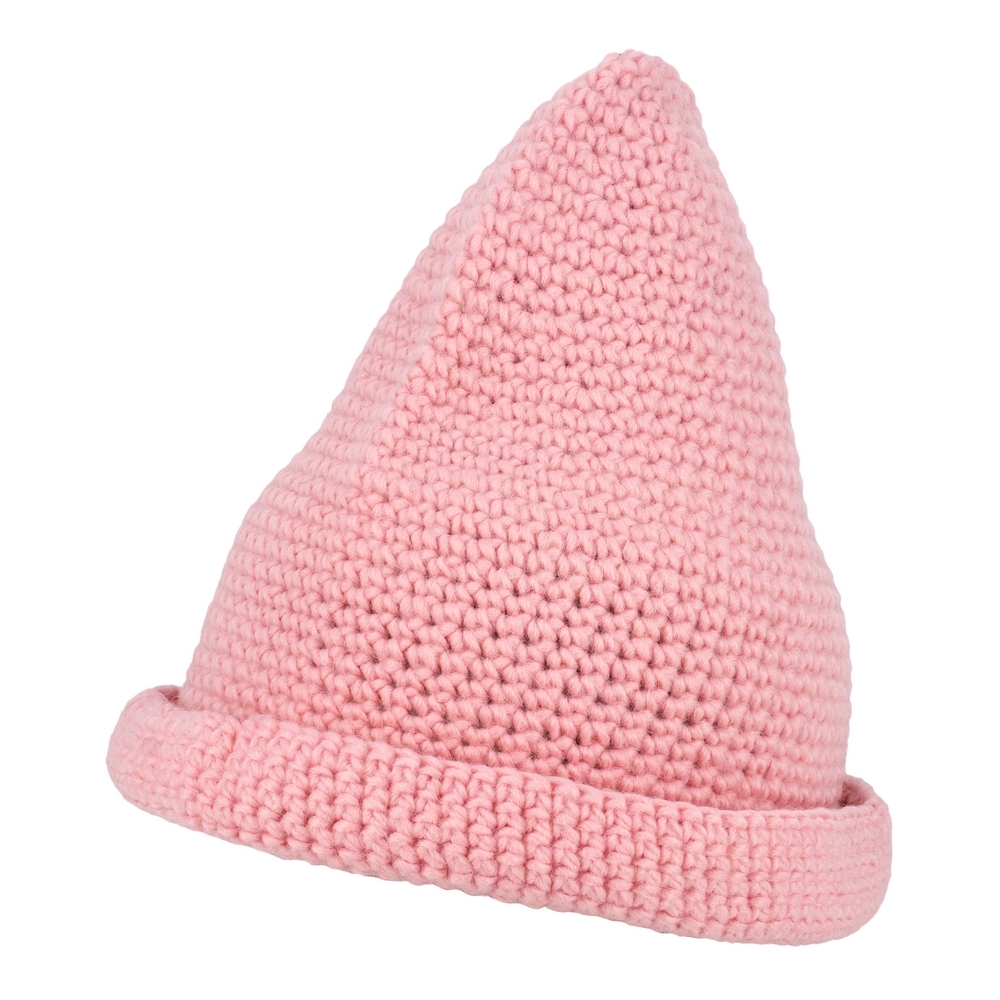 Hat acrylic beanie knit pink