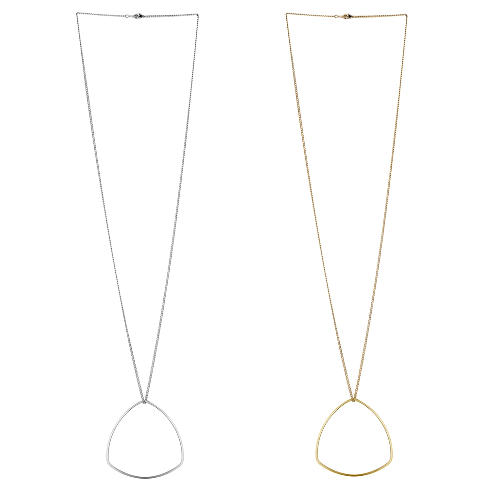 'Any length' necklace with a pendant convex triangle