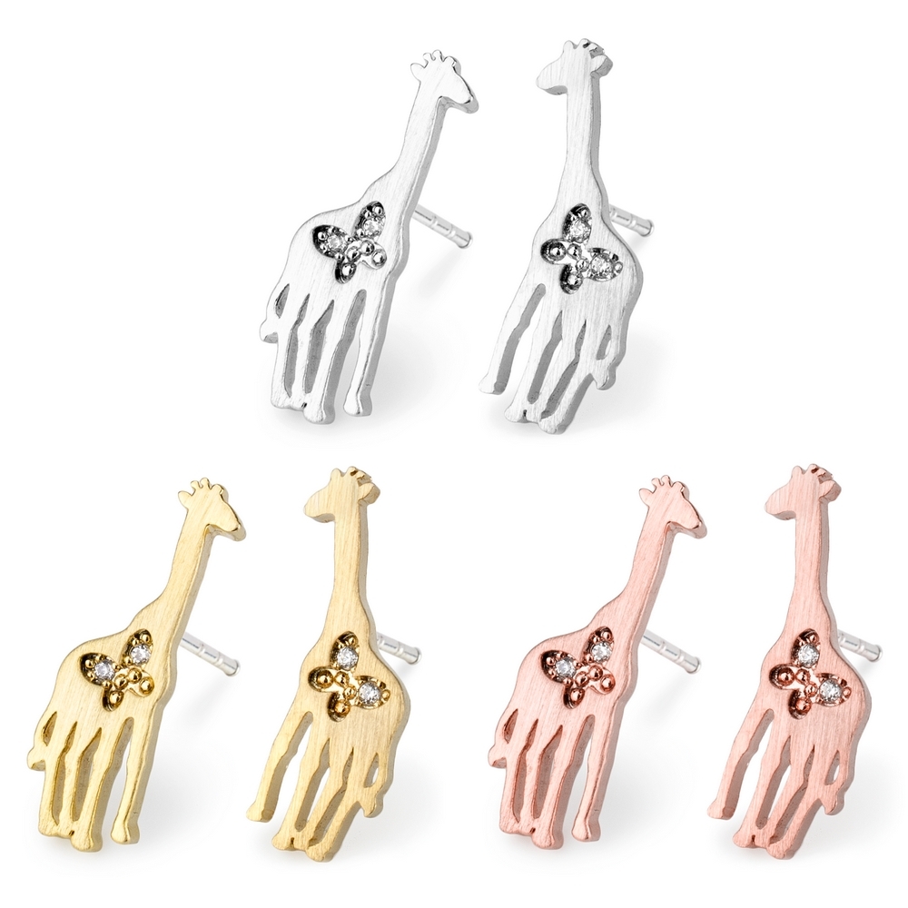 Stud earring crystal glass giraffe