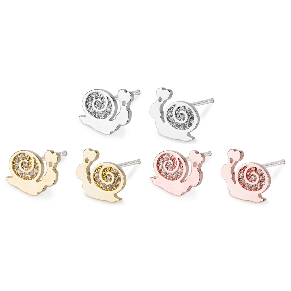 Stud earring crystal glass snail