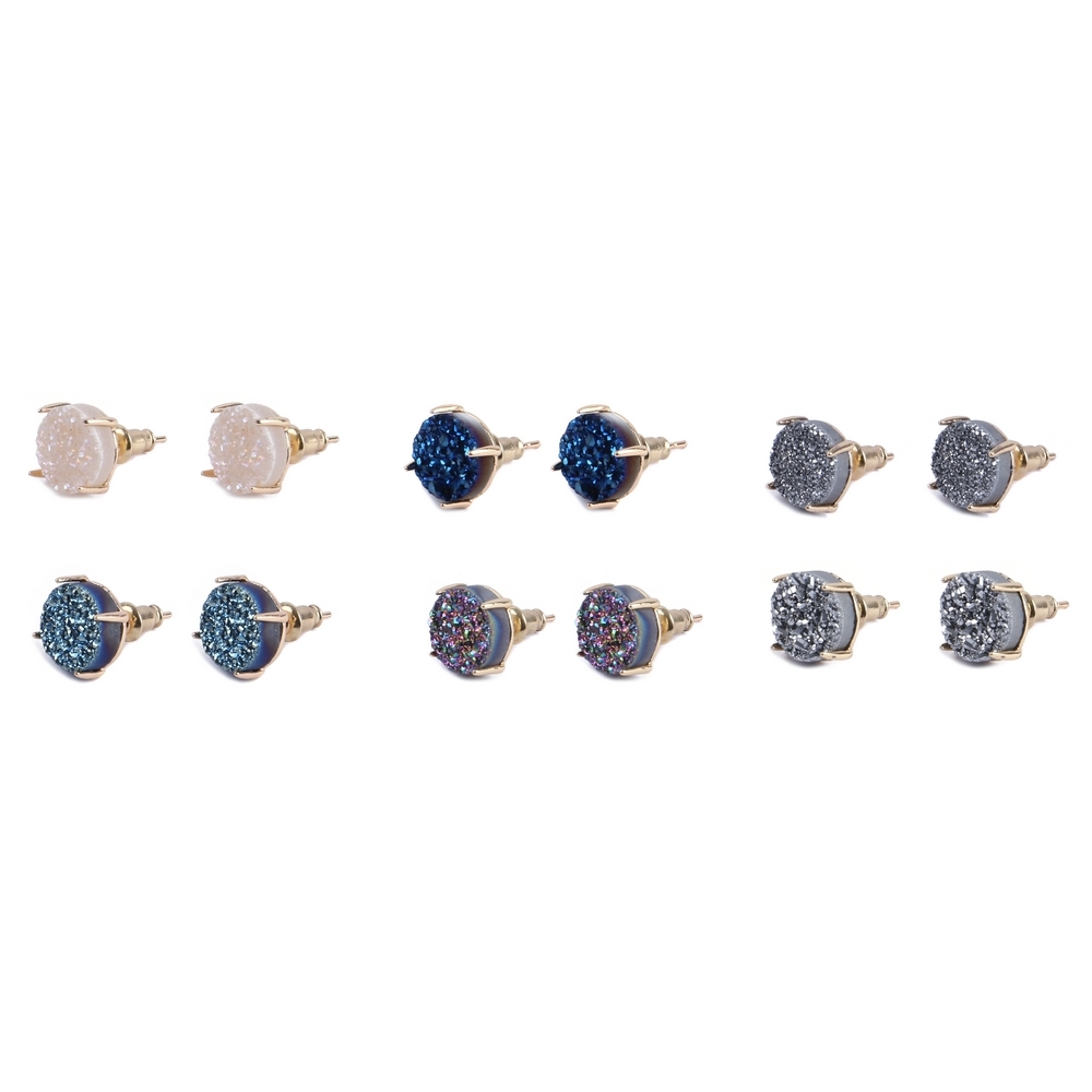 Stud earring stone claw set quartz rondelle