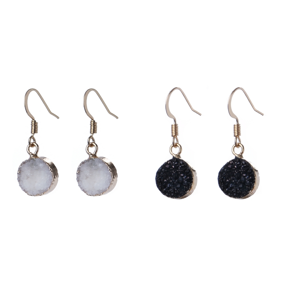Drop earring gold plated & stone gilded quartz rondelle