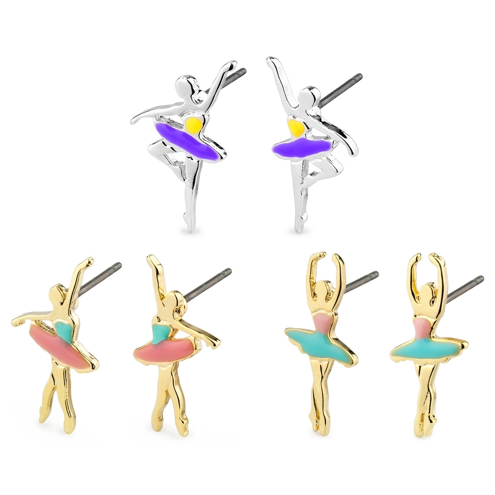 Stud earring enamel ballerina
