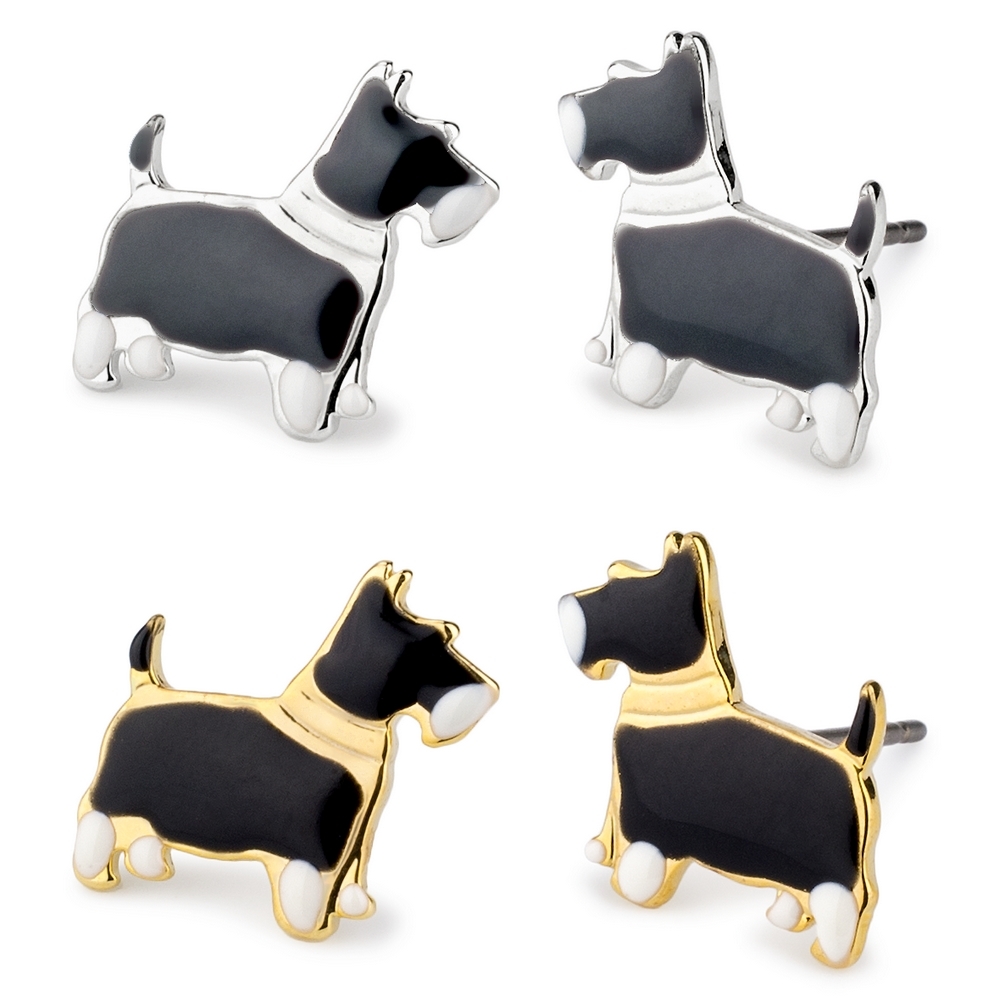 Stud earring enamel dog