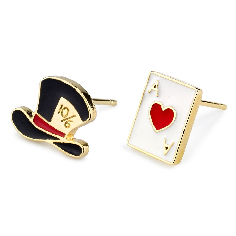Stud earring enamel hat and card