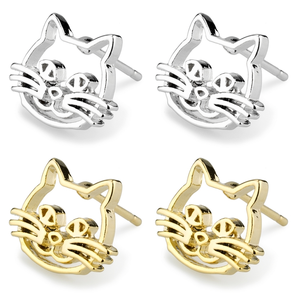 Stud earring cat face