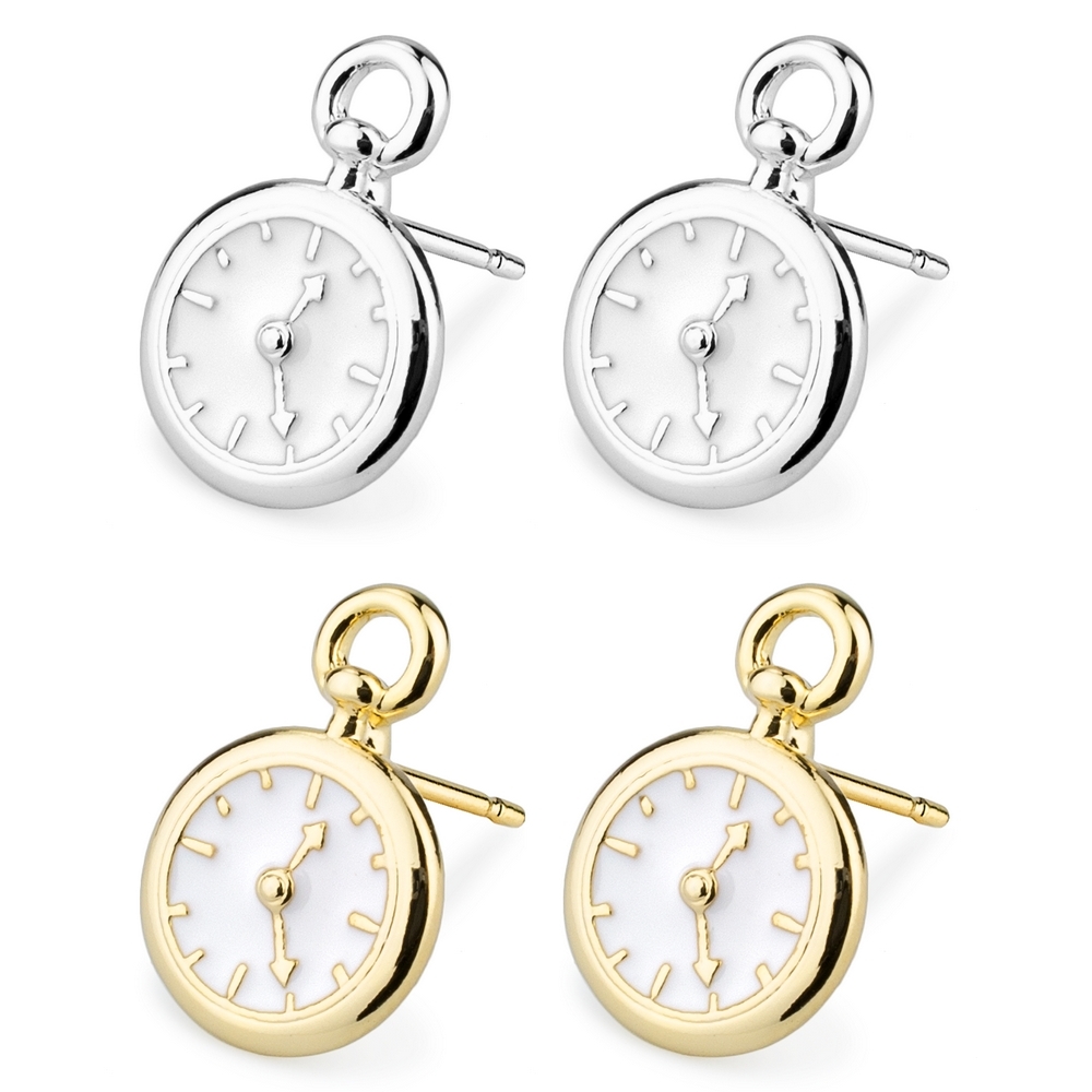 Stud earring enamel pocketwatch