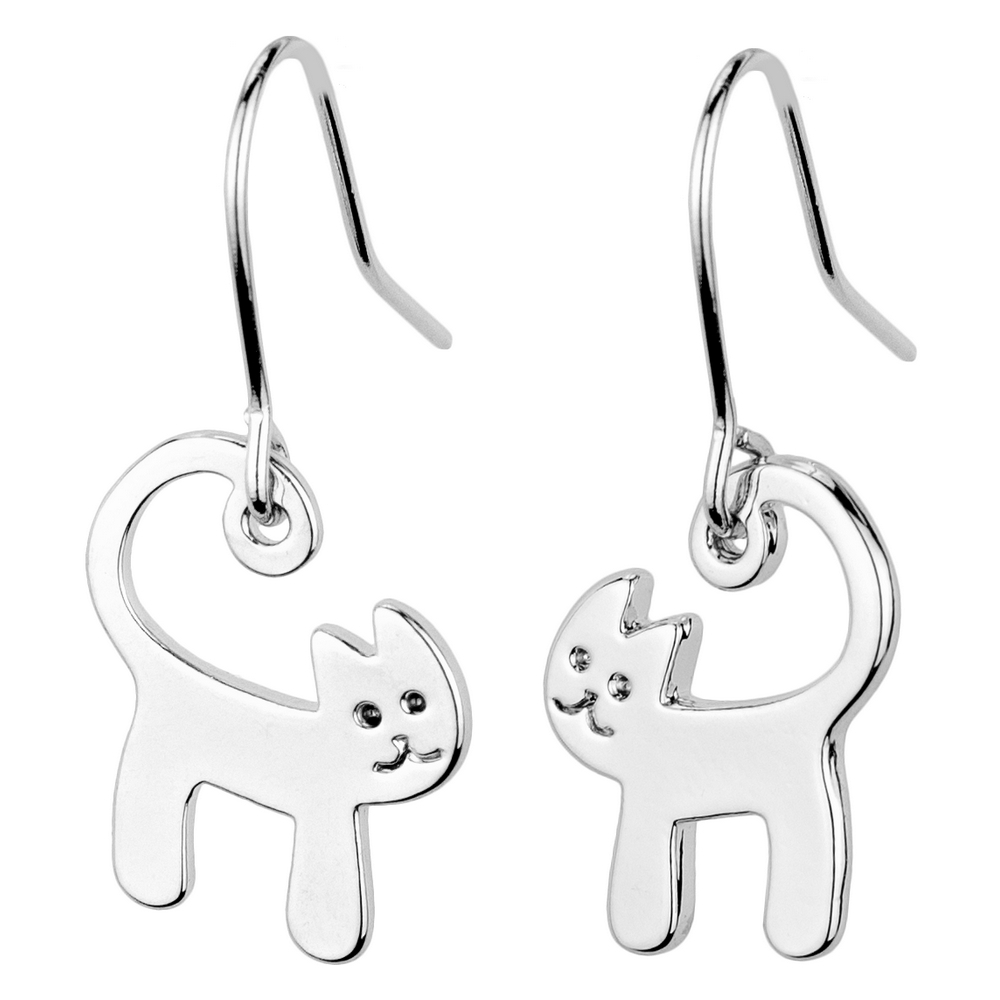 Drop earring cat silver