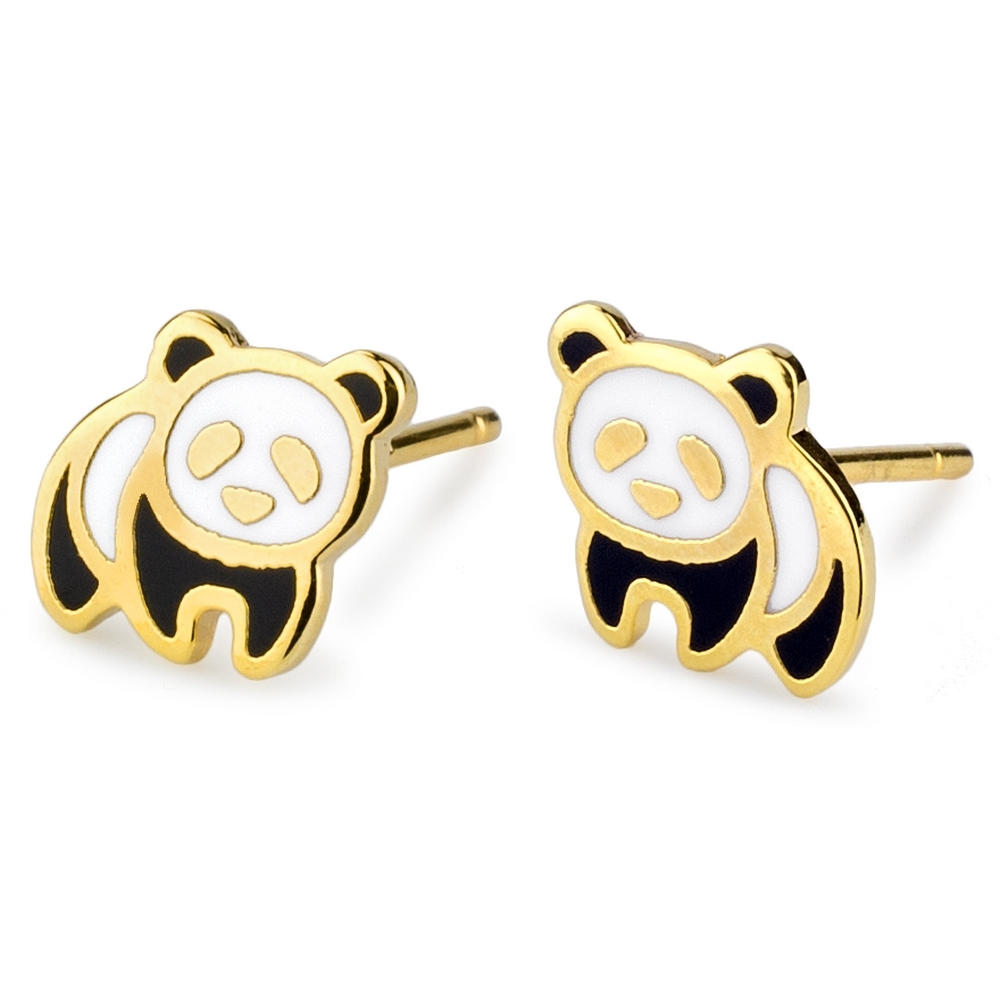 Stud earring enamel panda