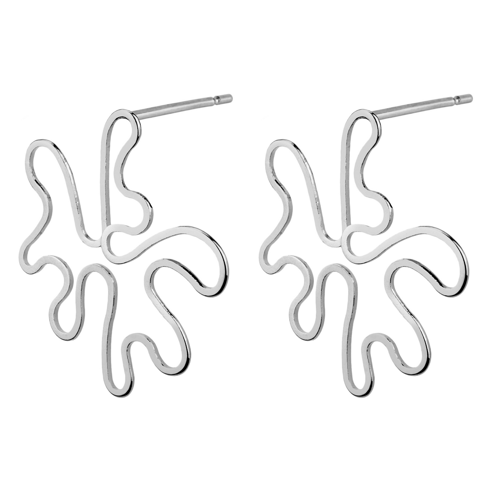 Stud earring amoeba silver