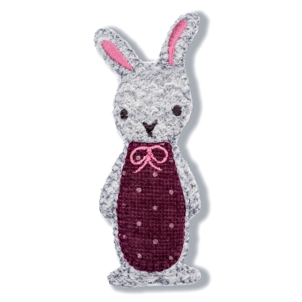 Brooch fabric rabbit with bow
