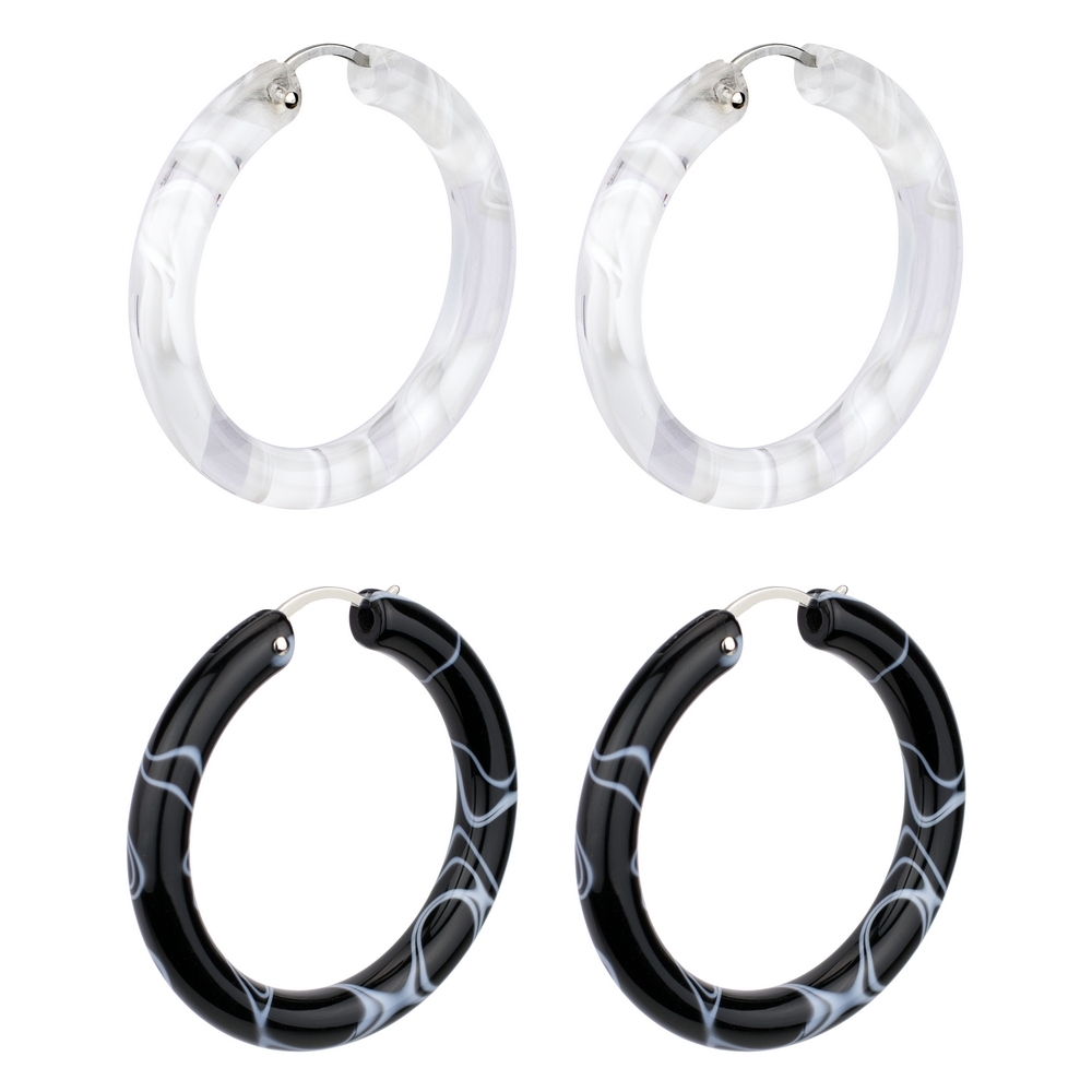 Hoop earring acrylic sleek marbled