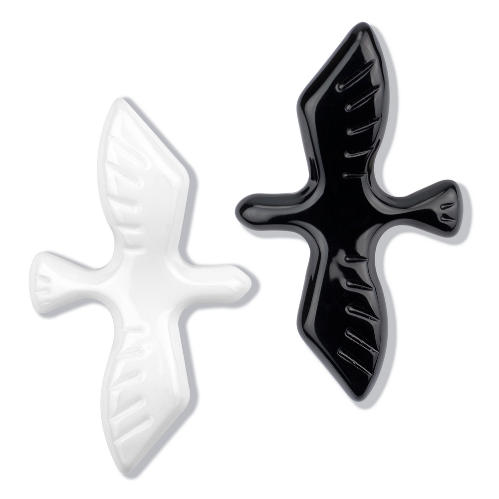 Brooch acrylic birds in flight black & white