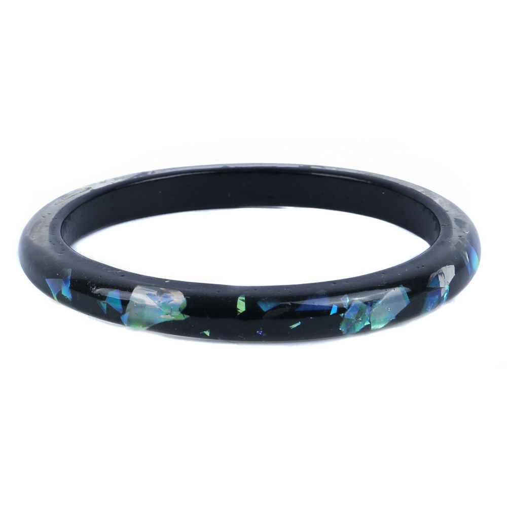 Bangle resin ocean narrow blue on black