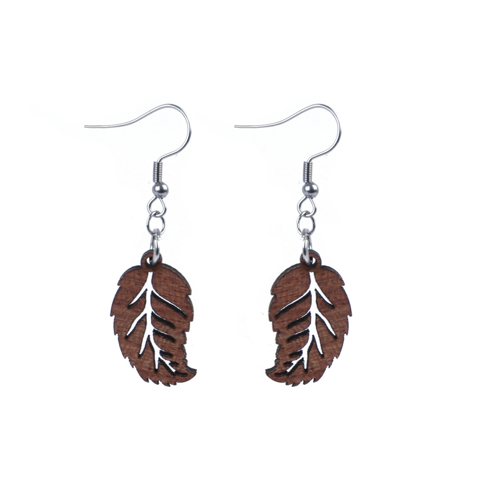 Drop earring wood falling leaf