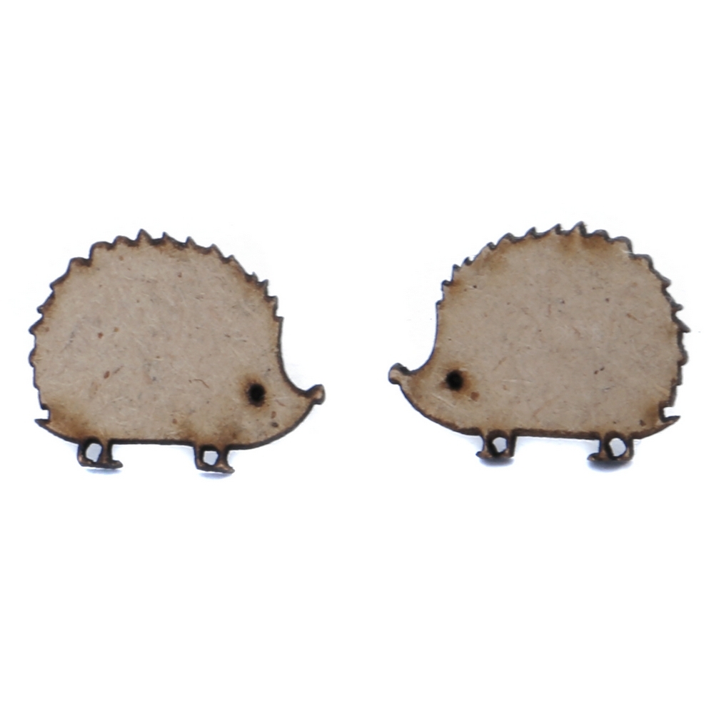 Stud earring wood hedgehog brown