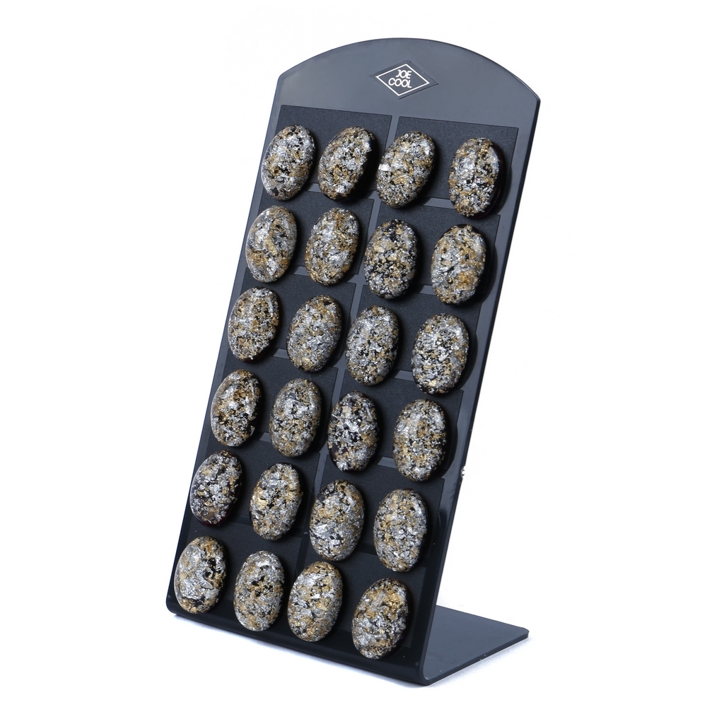 Stud earring resin gilt space dust black & gold