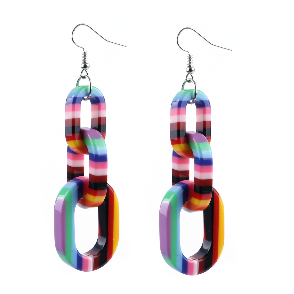 Drop earring acrylic colour stripe graduated links