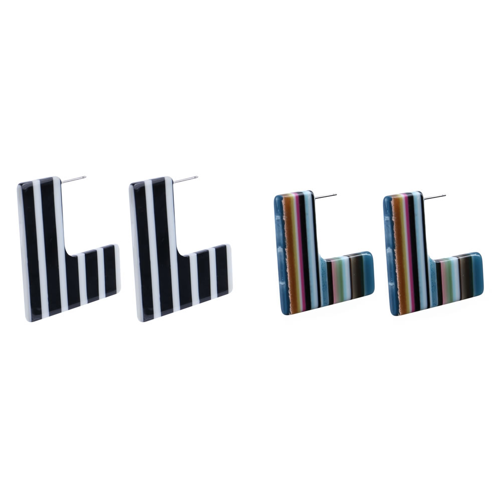 Drop earring cellulose right angle stripe