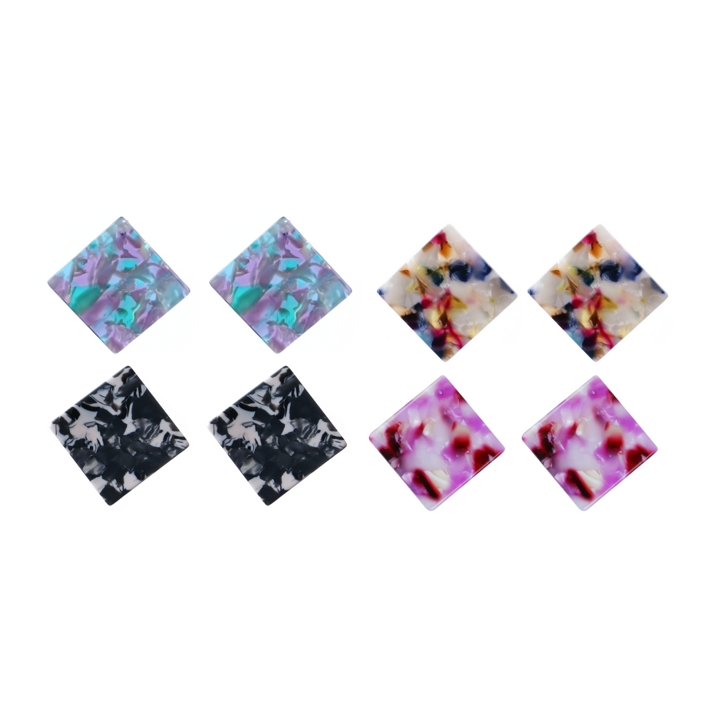 Stud earring cellulose deep marble square
