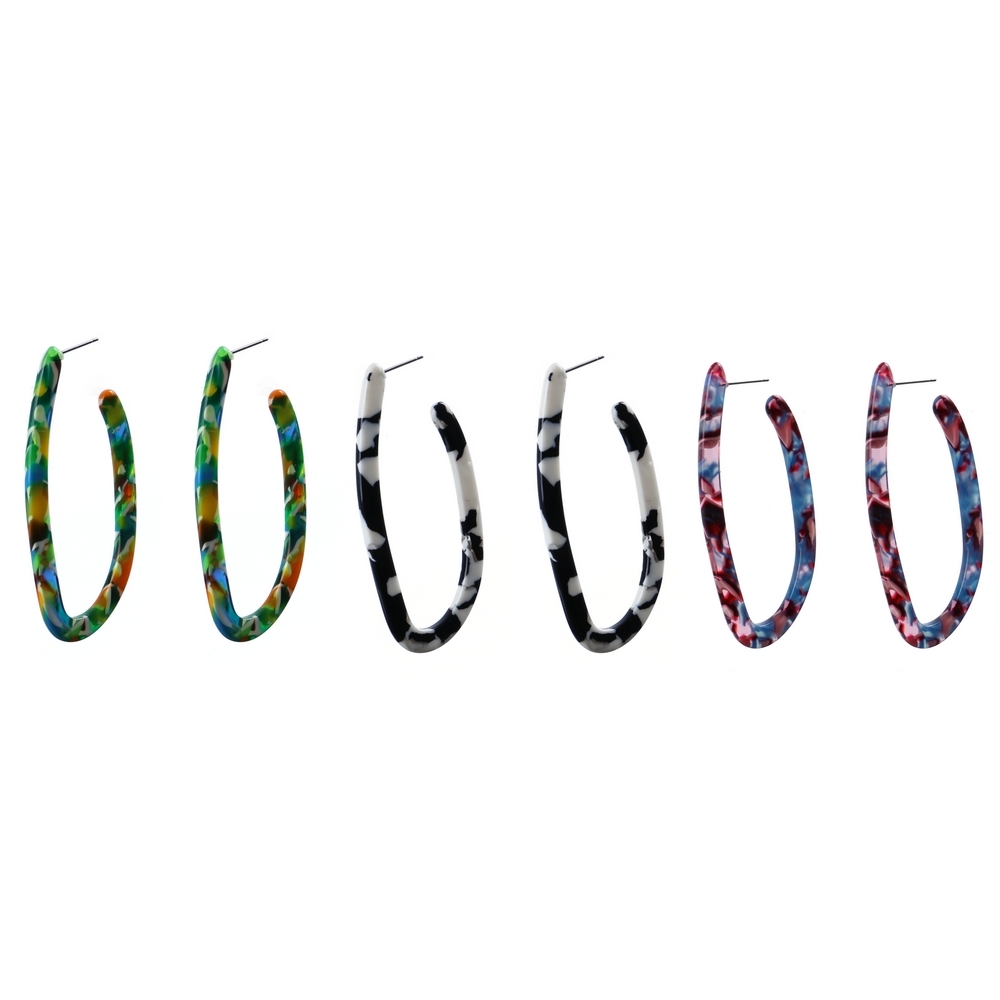 Drop earring cellulose mottle hoop