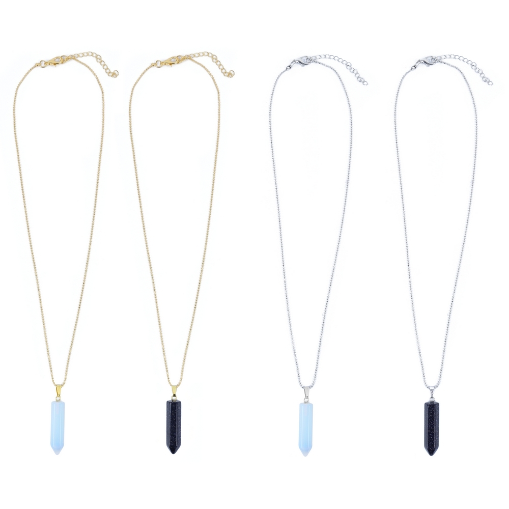 Necklace stone moonstone starstone polished facet crystal multicoloured