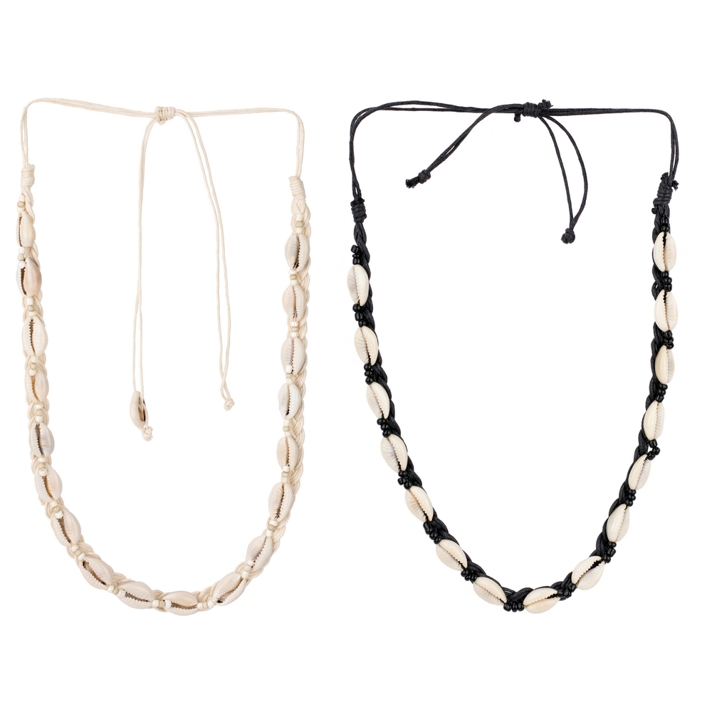 Necklace cord & cowrie shell seashore assorted colours