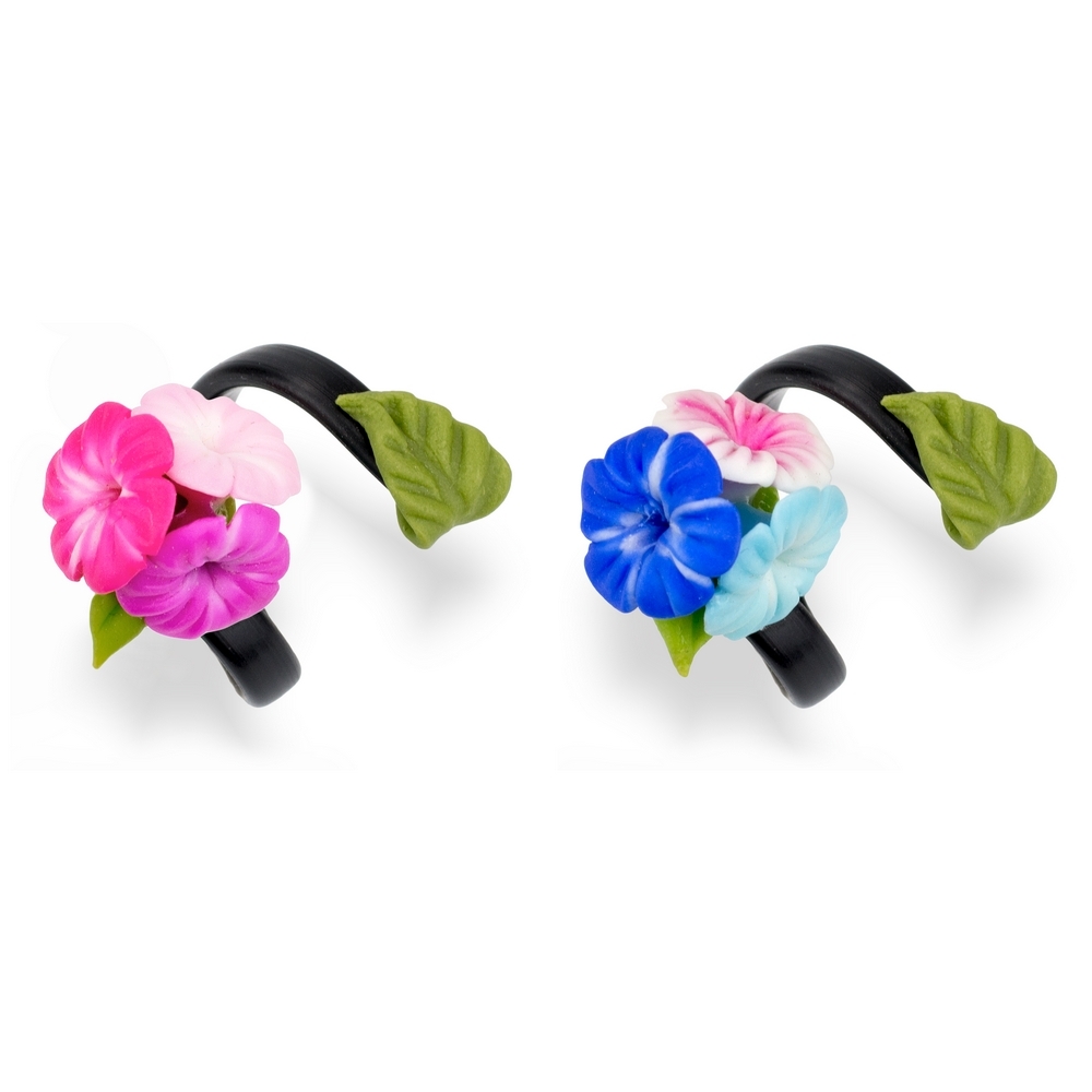 Ring polymer clay hibiscus posy