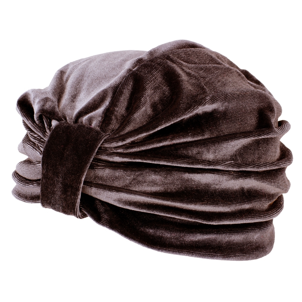 Hat velvet ruched brown